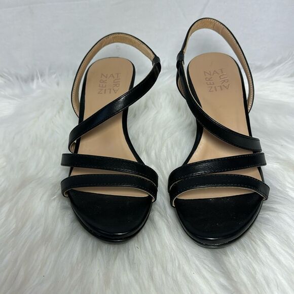 Naturalizer Brenta Black Faux Leather Strappy Heels Sz 6 - Picture 3 of 7